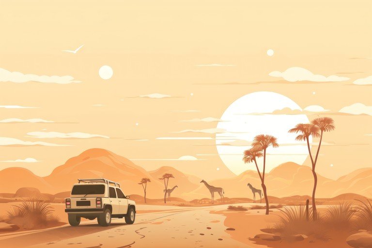 African Safari Adventure with SUV and Giraffes