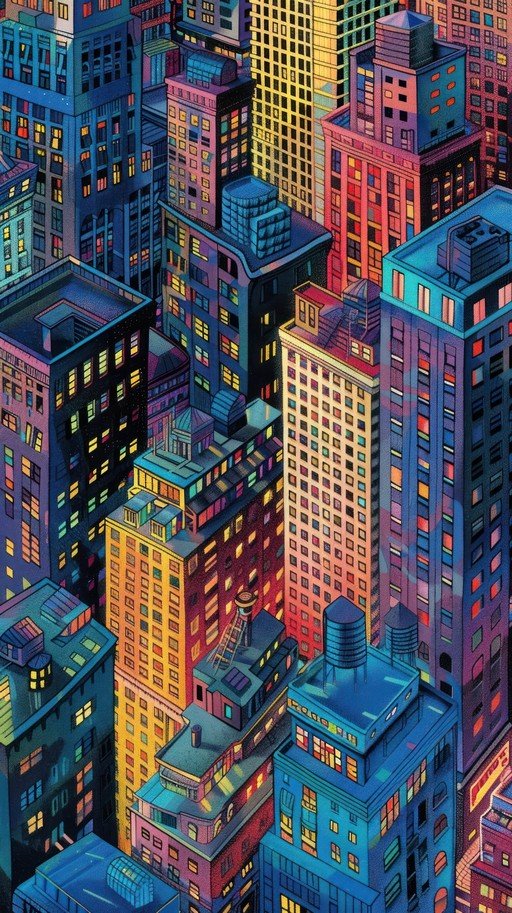 Vibrant Cityscape at Dusk