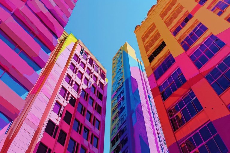 Vibrant Cityscape with Abstract Buildings