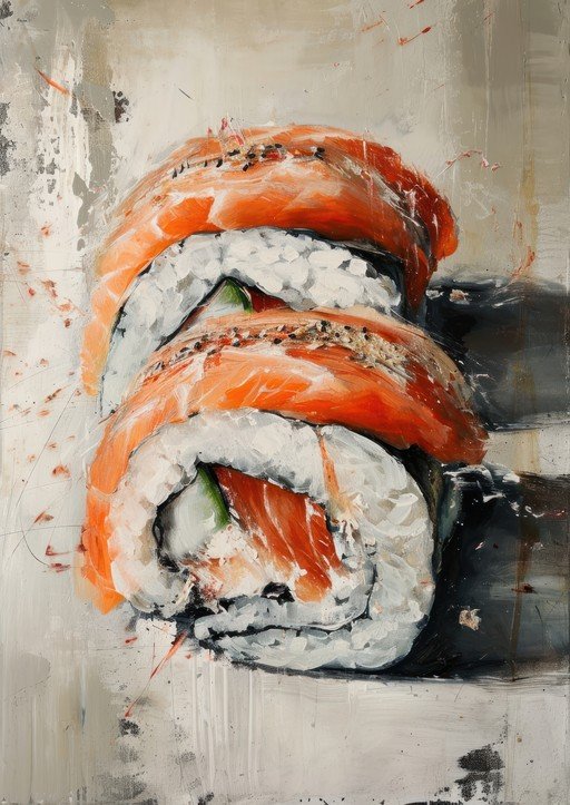 Abstract Sushi Rolls Painting