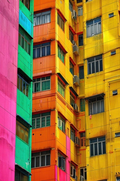 Vibrant Apartment Buildings in Bold Colors