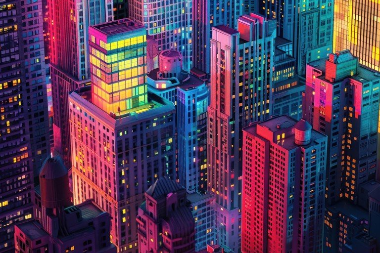 Neon Cityscape at Dusk