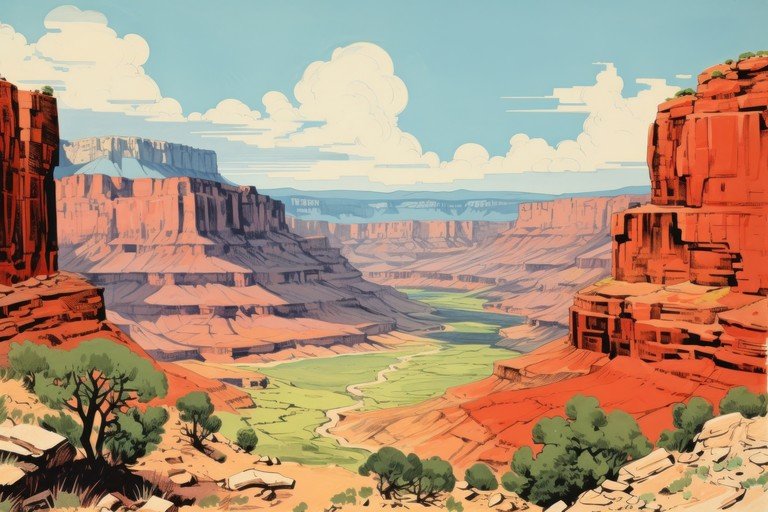 Grand Canyon Landscape in Stylized Illustration