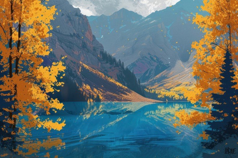 Autumn Mountain Lake Landscape
