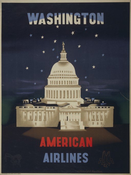 American Airlines Poster: Washington D.C. at Night