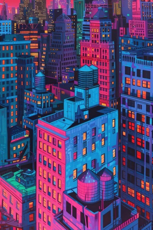 Neon Cityscape at Dusk