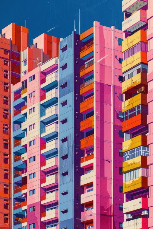 Vibrant Apartment Buildings in Bold Colors