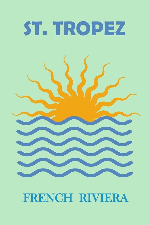 St. Tropez French Riviera Sun and Waves Poster
