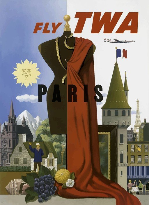 Fly TWA to Paris: A Vintage Travel Poster