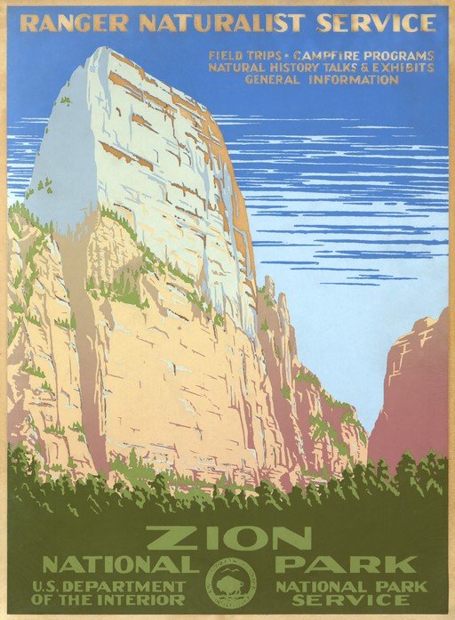 Zion National Park Ranger Naturalist Service Poster