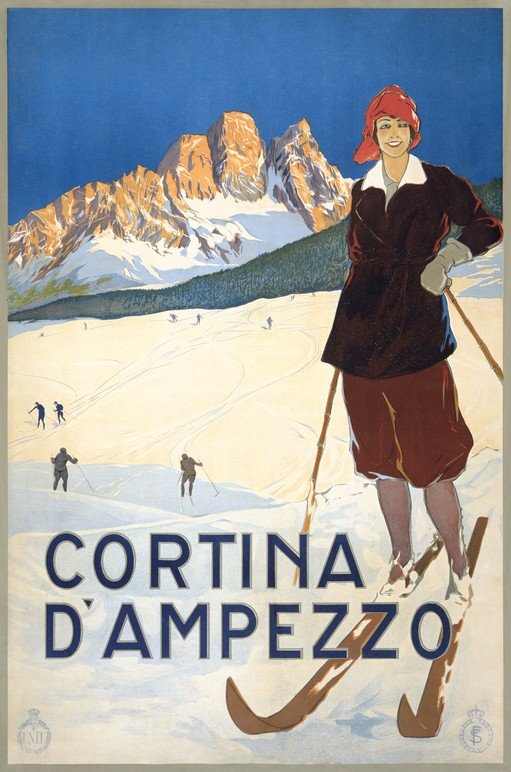 Cortina d'Ampezzo Ski Resort Vintage Travel Poster