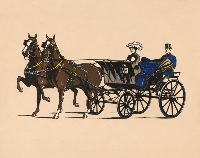 Victorian Horse-Drawn Carriage with Couple