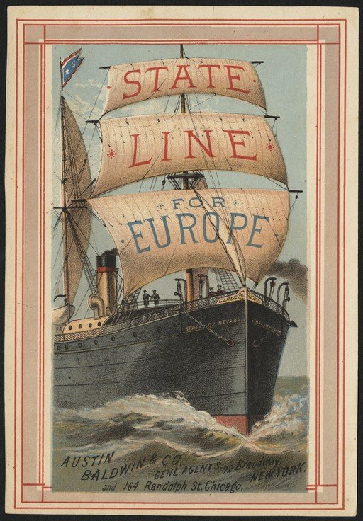 State Line for Europe Steamship Advertisement