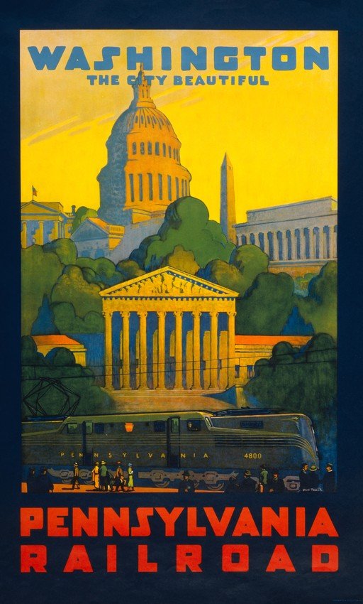 Washington DC Travel Poster: Pennsylvania Railroad