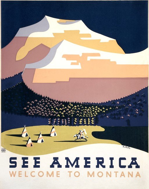 See America Welcome to Montana Vintage Travel Poster