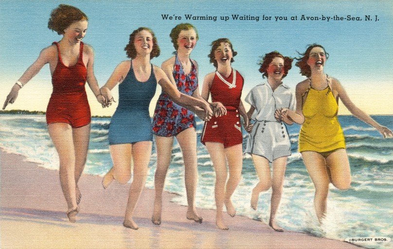 Vintage Postcard: Women Enjoying Avon-by-the-Sea