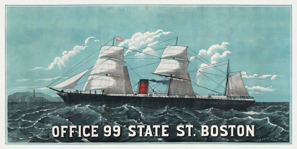 Vintage Steamship Poster: Office 99 State St. Boston