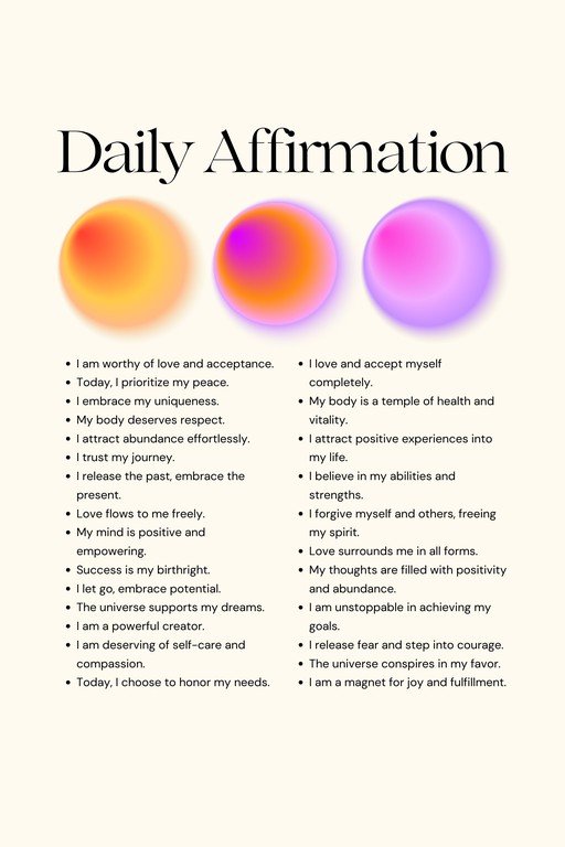 Daily Affirmation List with Gradient Orbs