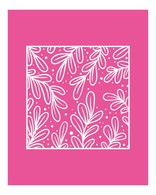 Pink Floral Pattern with White Outline