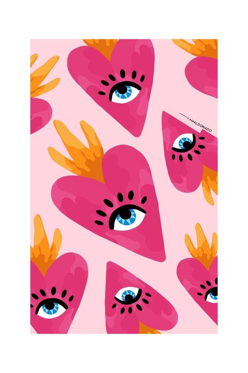 Whimsical Pink Hearts with Eyes Pattern