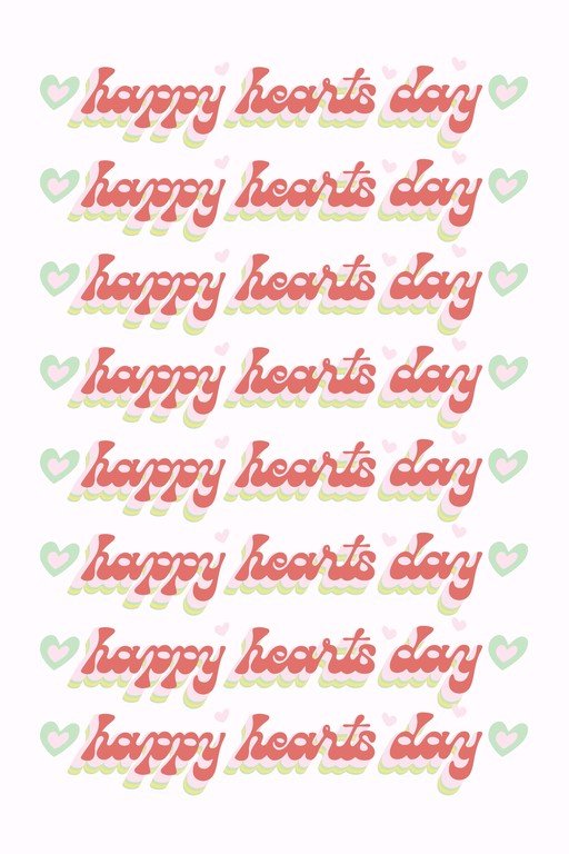 Happy Hearts Day Repeating Text and Hearts Pattern