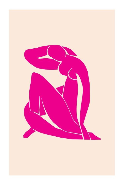 Pink Nude Figure in Minimalist Art Style