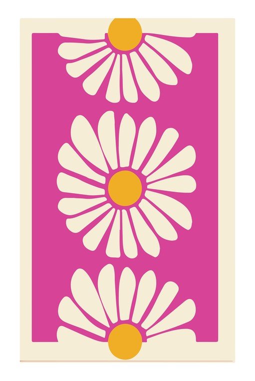 Retro Daisy Pattern on Pink Background