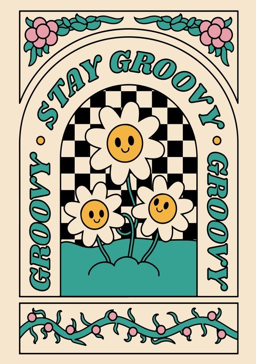 Stay Groovy Retro Daisy Illustration