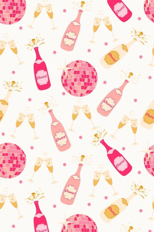 Pink Champagne and Disco Ball Celebration Pattern