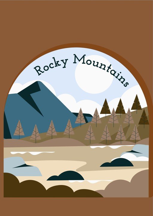 Rocky Mountains Landscape Illustration