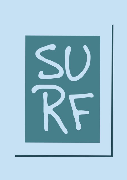 Surf Word Art in Teal and Blue