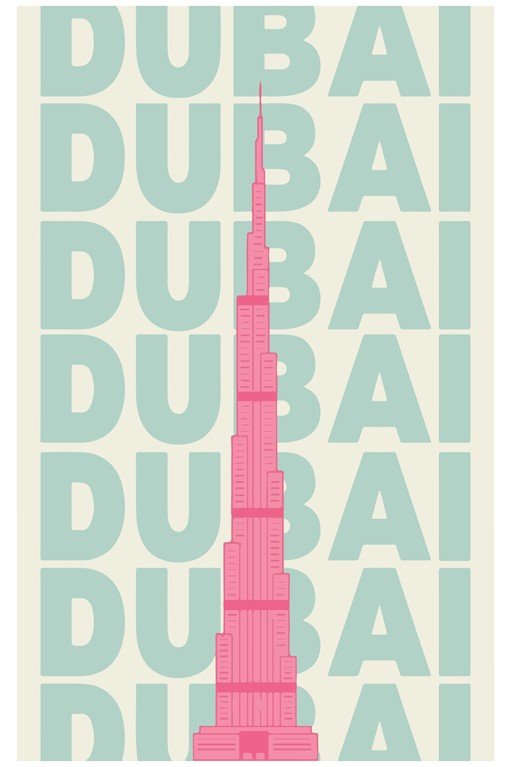 Dubai Skyline Art with Burj Khalifa