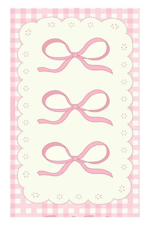 Pink Bows on Gingham Background