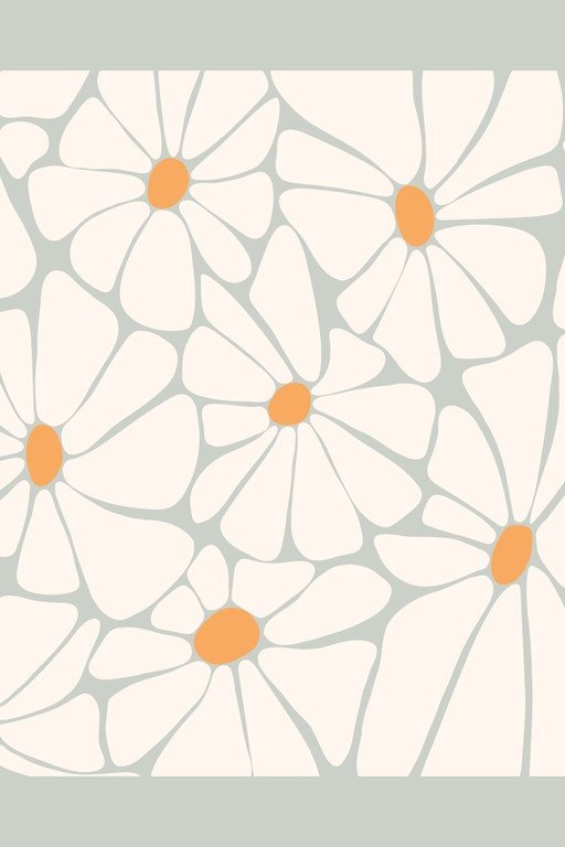 Abstract Daisy Pattern with Cream and Orange Hues