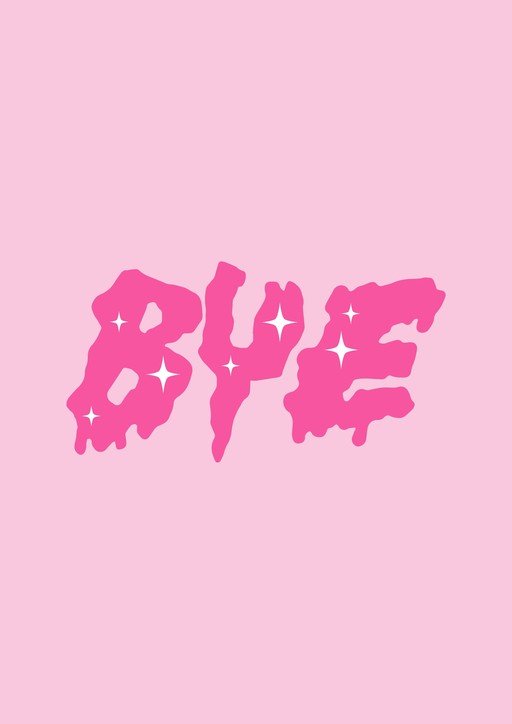 Pink "Bye" Text with Sparkles