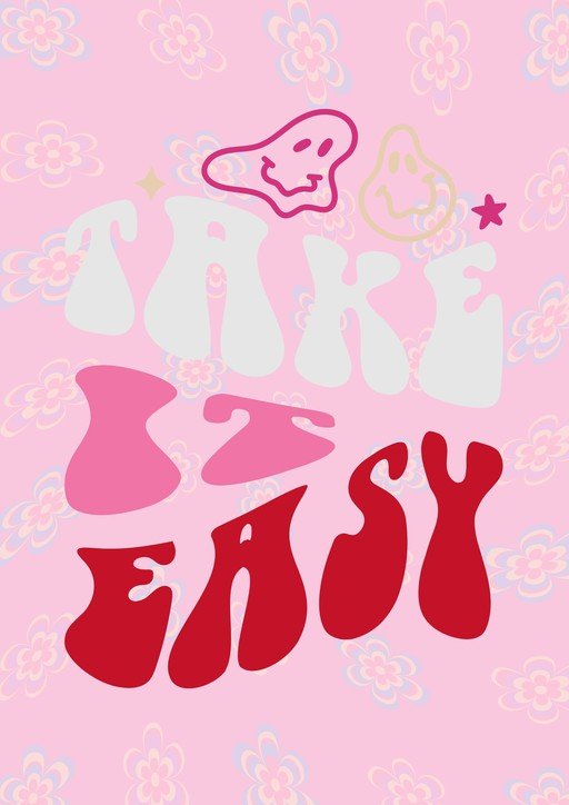Take It Easy Retro Graphic with Smiley Faces