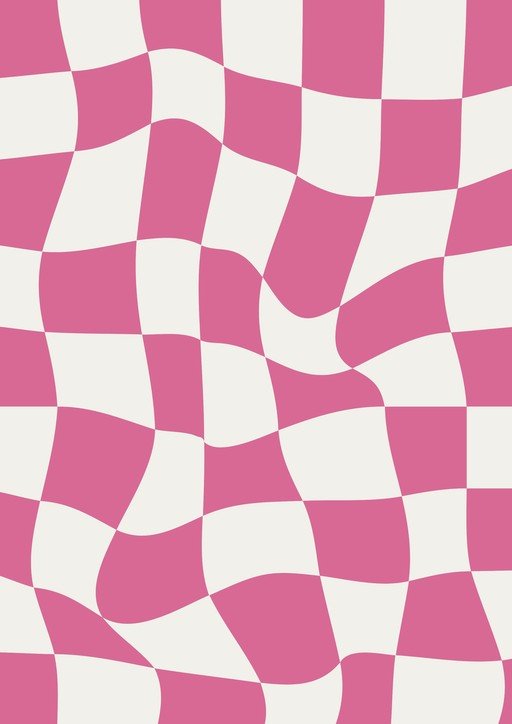 Wavy Pink and White Checkerboard Pattern