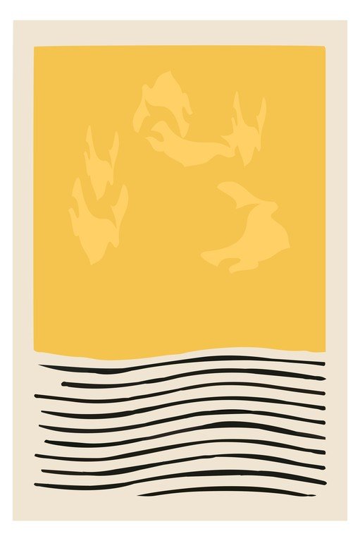 Abstract Yellow and Black Line Art Poster