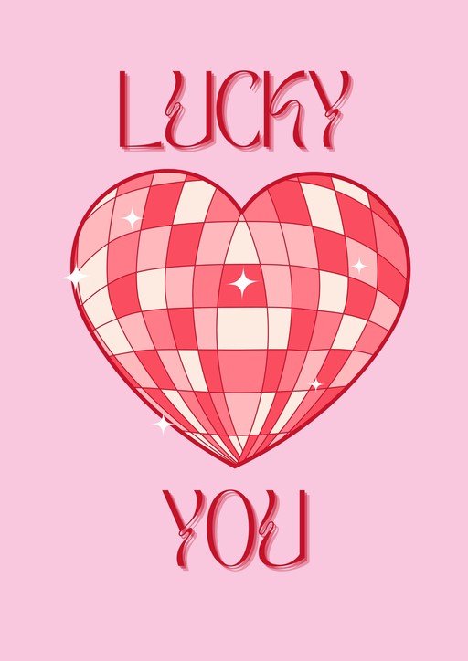 Lucky You Heart Disco Ball Graphic