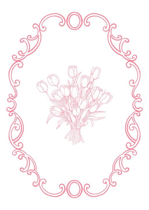 Pink Tulip Bouquet in Ornate Frame