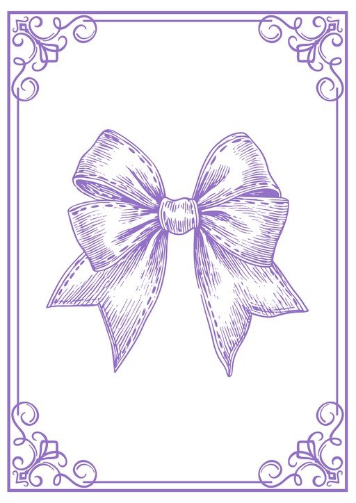 Elegant Purple Bow Illustration with Decorative Border