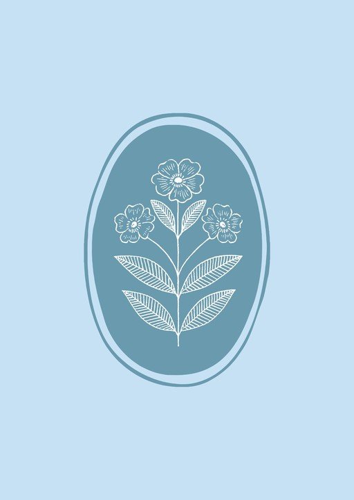 Minimalist Floral Illustration on Blue Background