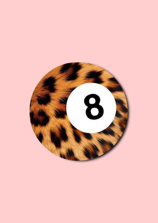 Leopard Print 8 Ball on Pink Background
