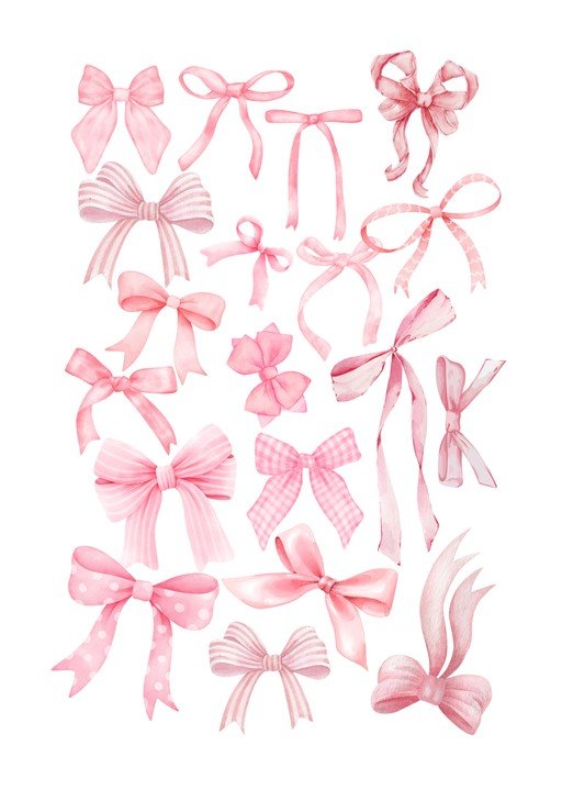 Collection of Pink Watercolor Bows
