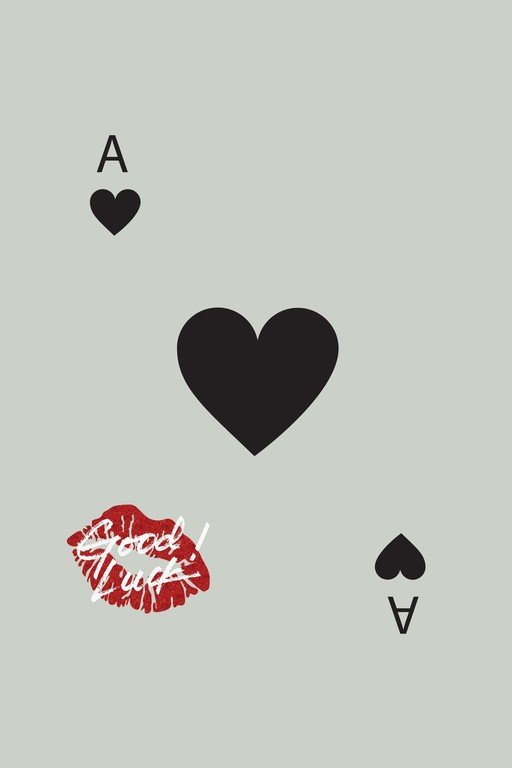 Ace of Hearts Playing Card with Kiss Mark