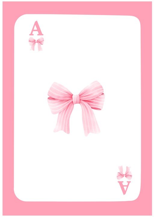 Pink Ace of Hearts Playing Card with Bows