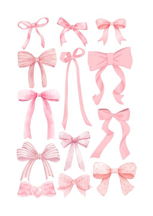 Collection of Pink Watercolor Bows