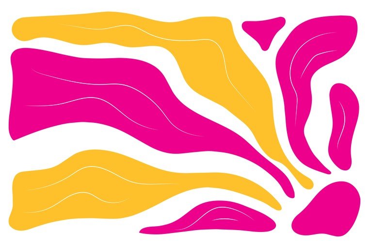 Abstract Pink and Yellow Organic Shapes