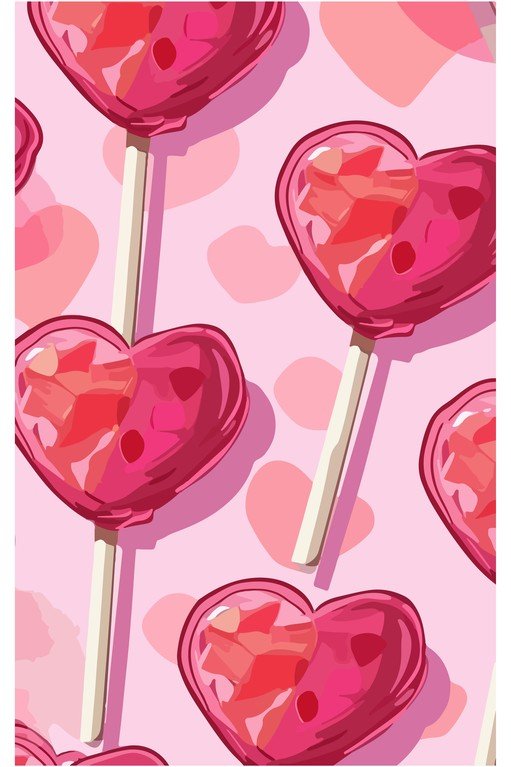 Heart-Shaped Lollipops on Pink Background