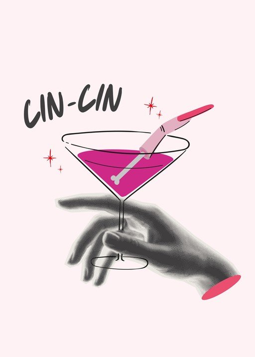 Cin-Cin Cocktail with a Stylized Hand